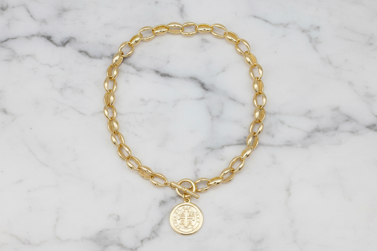 Gold Link Spanish Coin Necklace