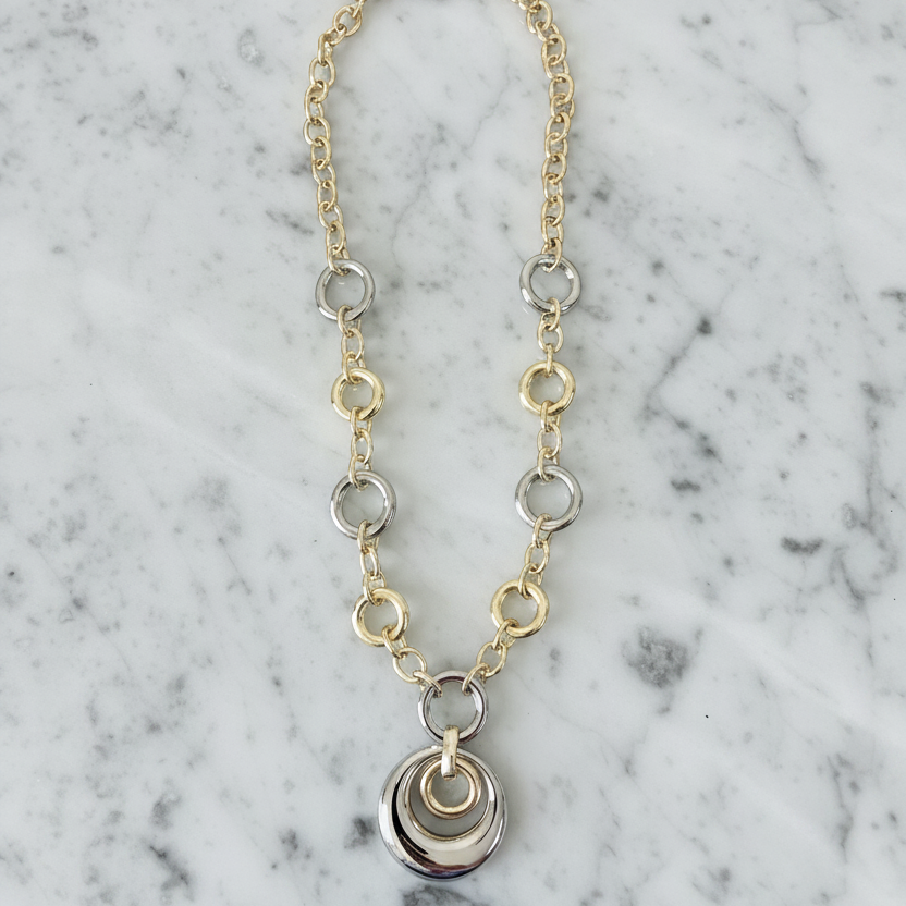 Two Tone Round Links Necklace