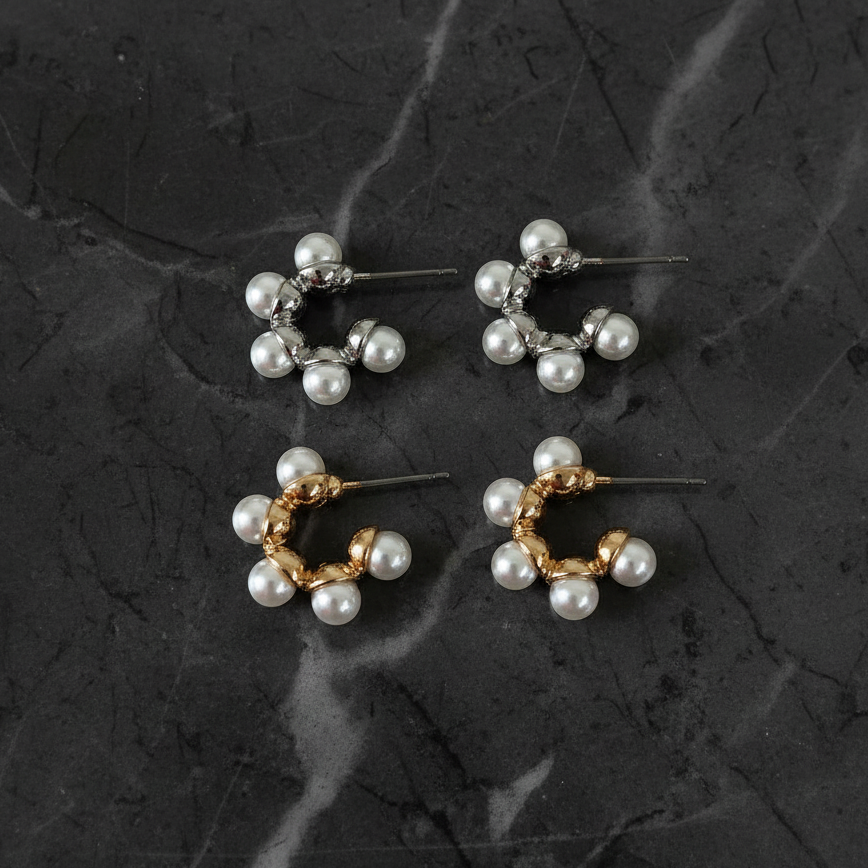 Pearl Mini Hoop Earring Set