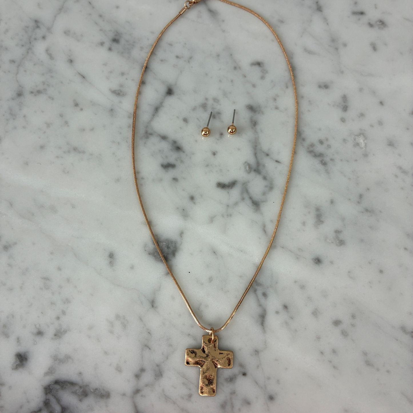 Gold Cross Pendant Necklace Set