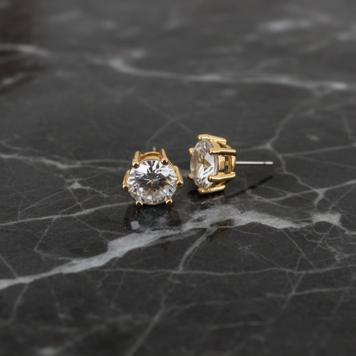 10mm Round CZ Stud Earring