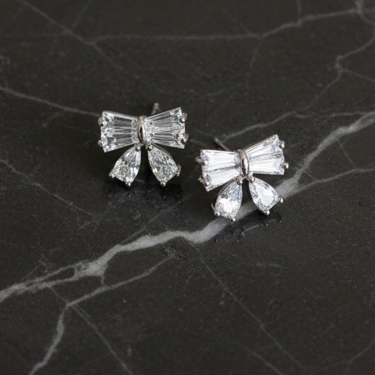CZ Bow Stud Earring