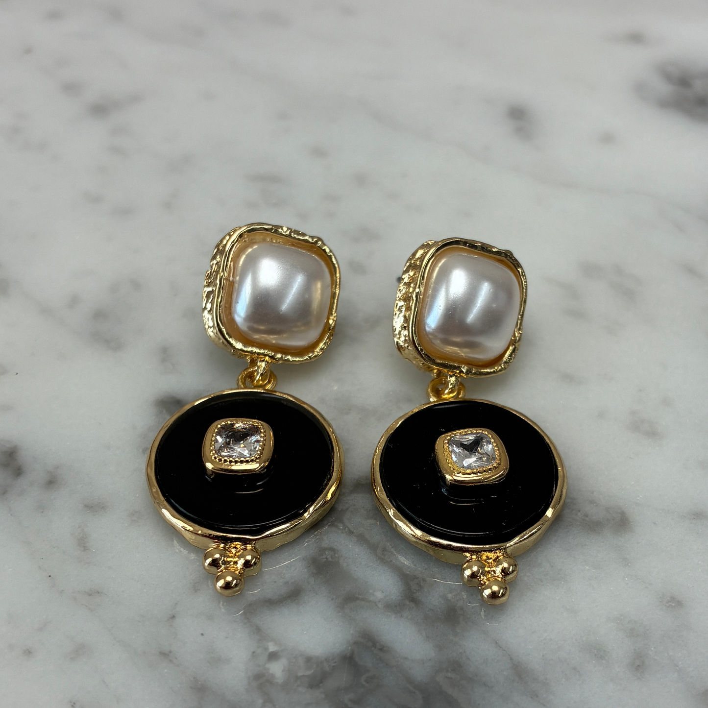 Pearl Dangle Medallion Earring