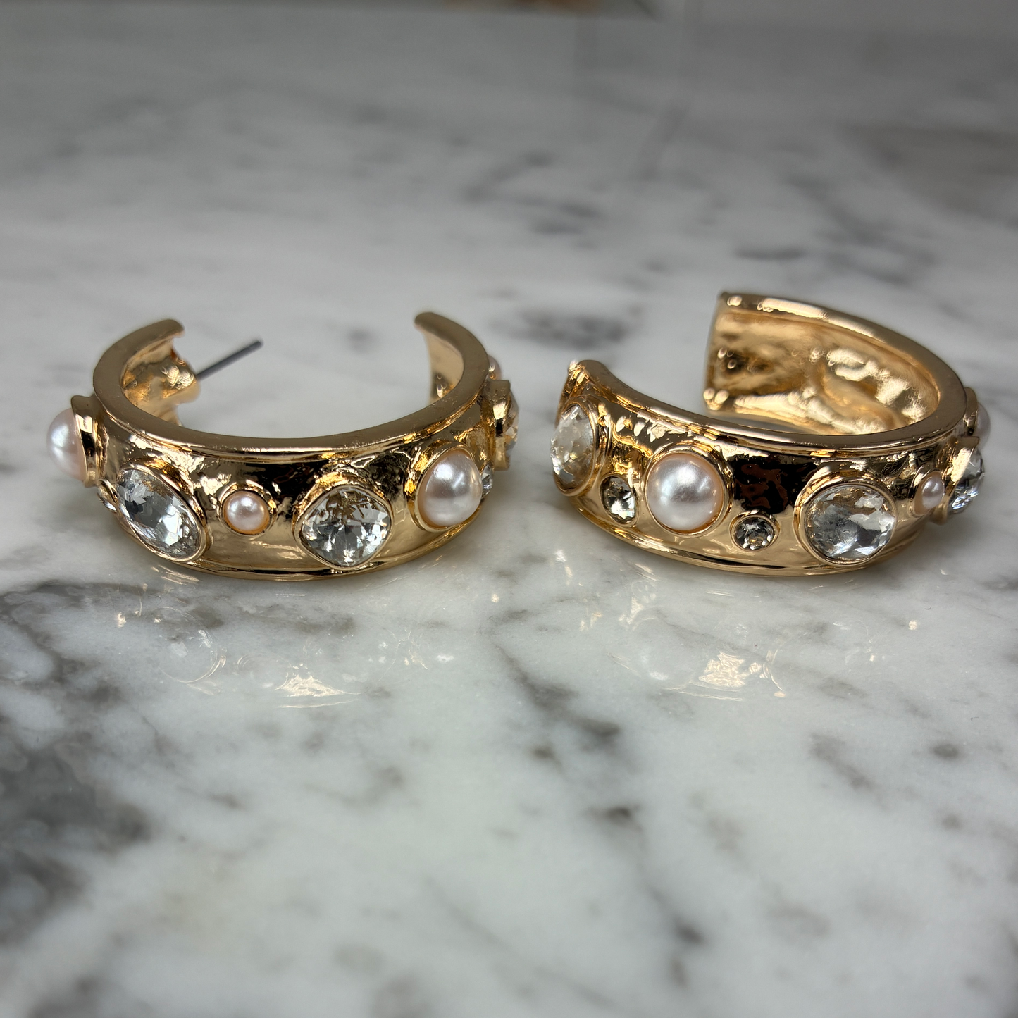 Gold Crystal Hoop Earring