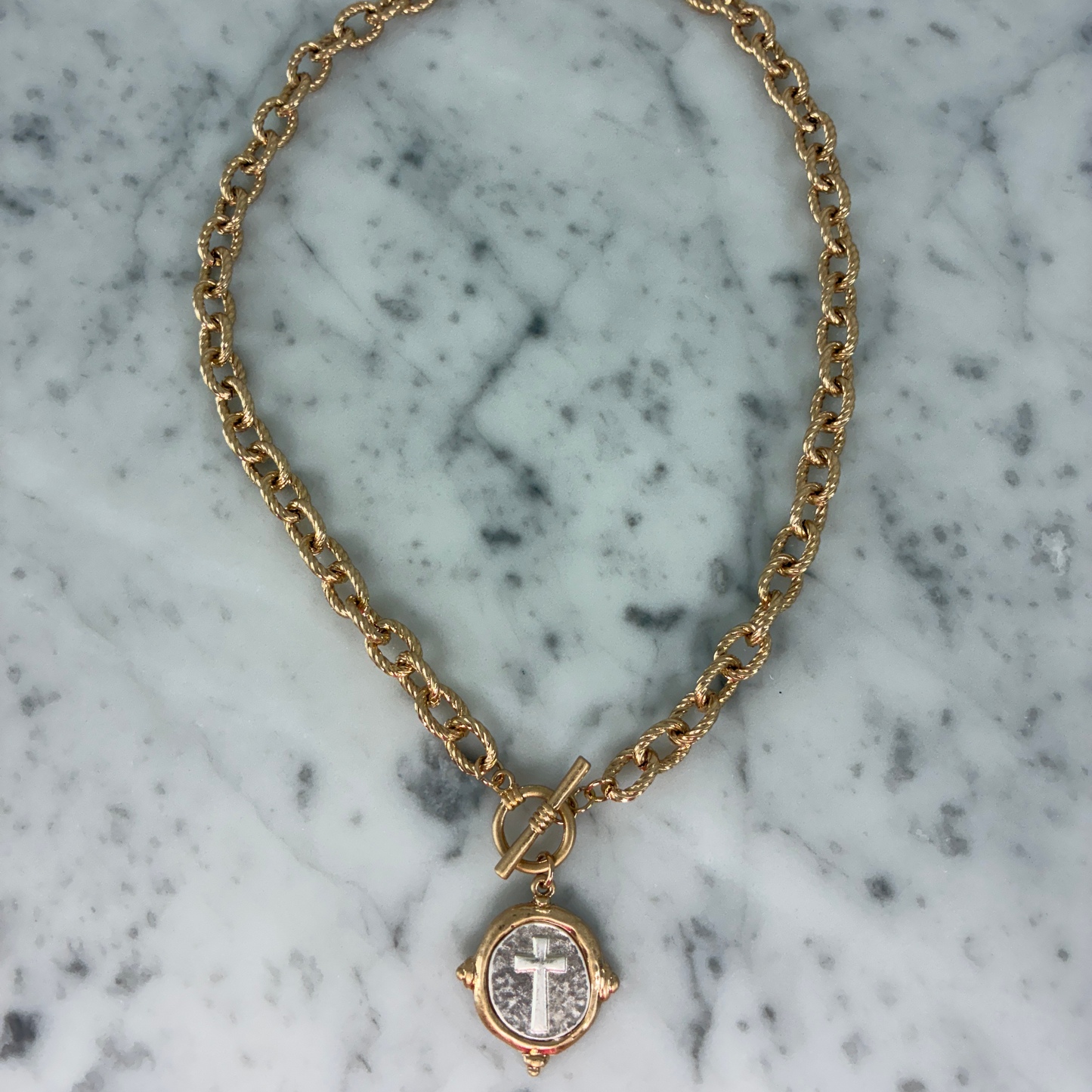 Cross Pendant w/Toggle Necklace