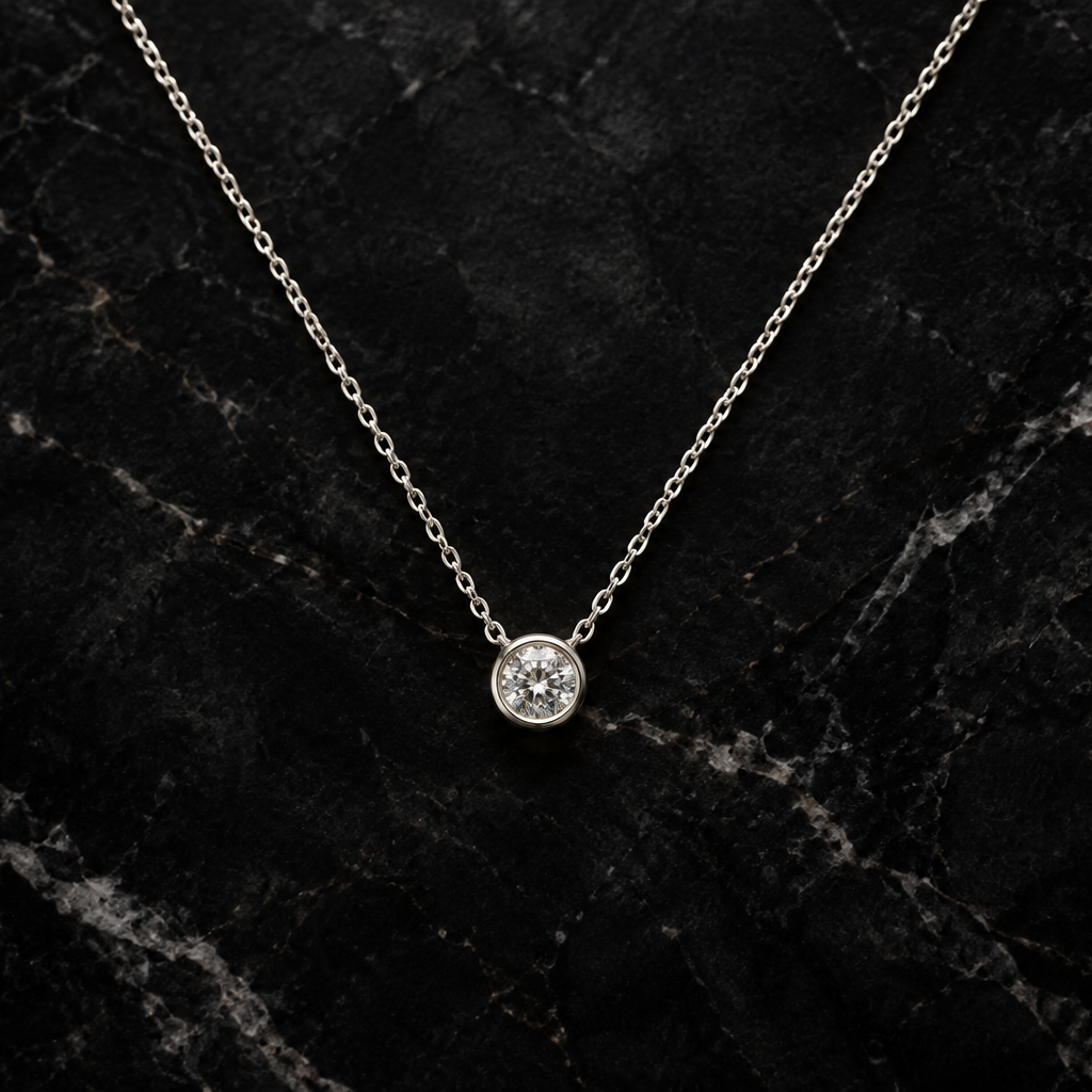 Bezel Set Solitaire CZ Necklace
