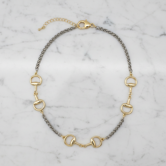 Two Tone Chain Horsebit Necklace