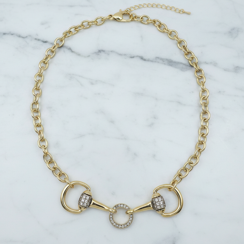 Horsebit w/ Pave Ring Necklace