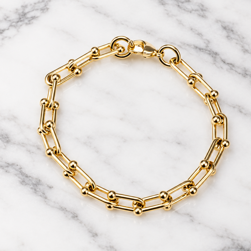 Gold Funky Link Chain Bracelet