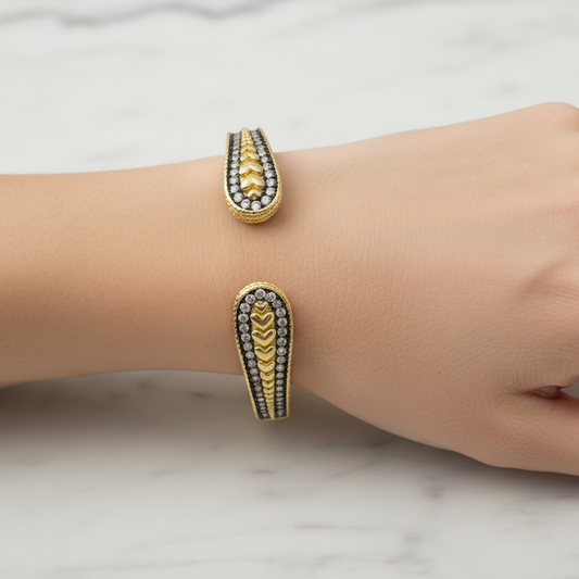 Matte Gold Hematite Open Hinge Bracelet
