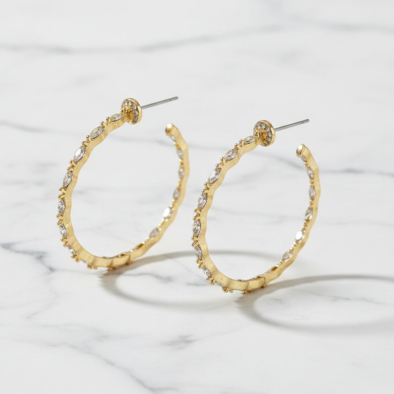 Marquise CZ Hoop Earrings