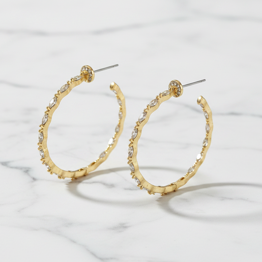 Marquise CZ Hoop Earrings
