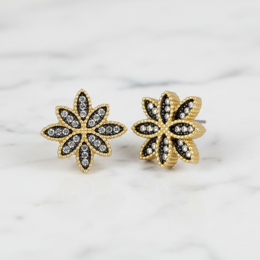 Matte Gold Hematite Starburst Post Earring