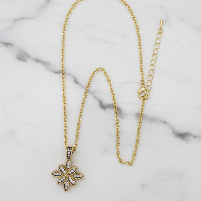 Matte Gold Hematite Starburst Necklace