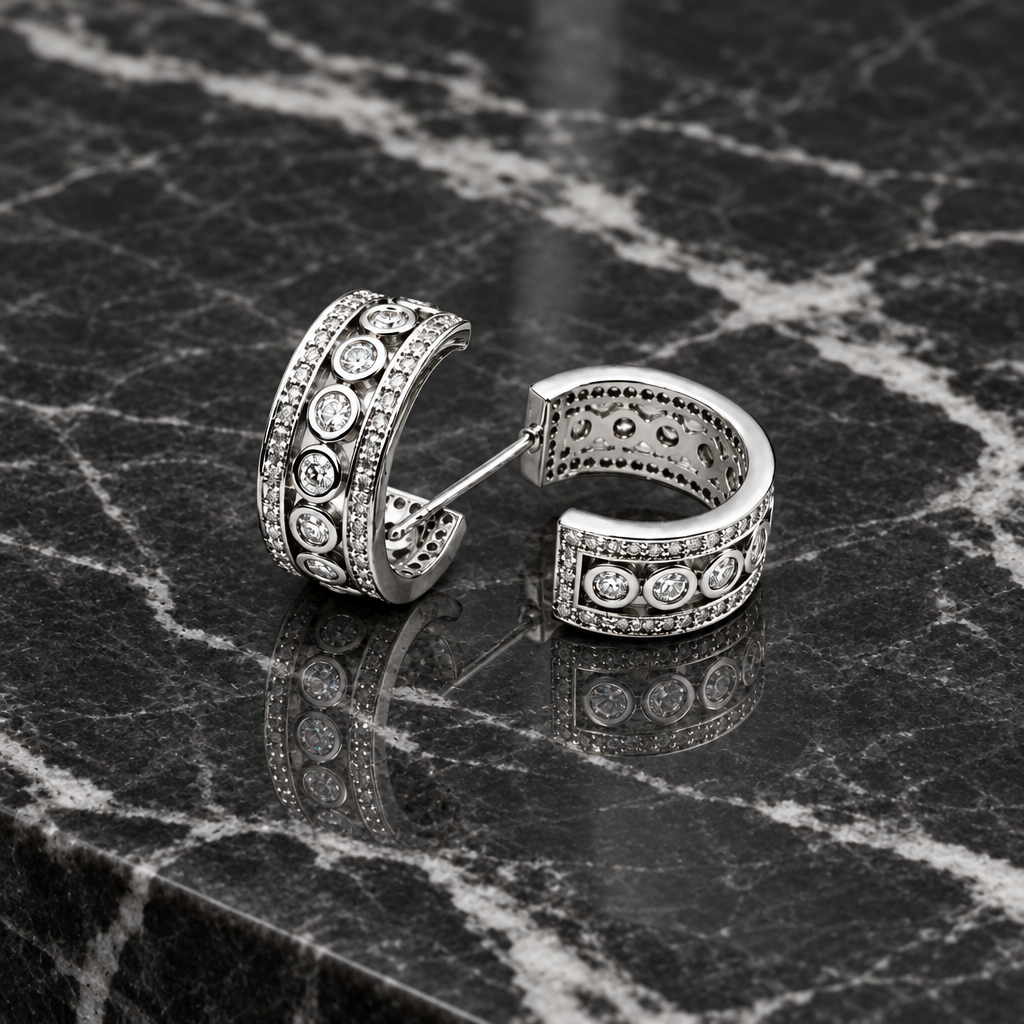 Bezel Set Small Hoop Earring