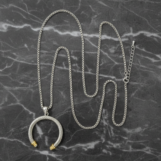Two Tone Necklace w/ Bangle Pendant
