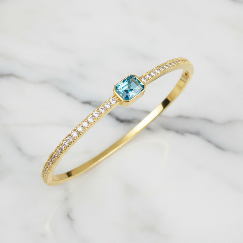 CZ Bangle w/ Square Stone