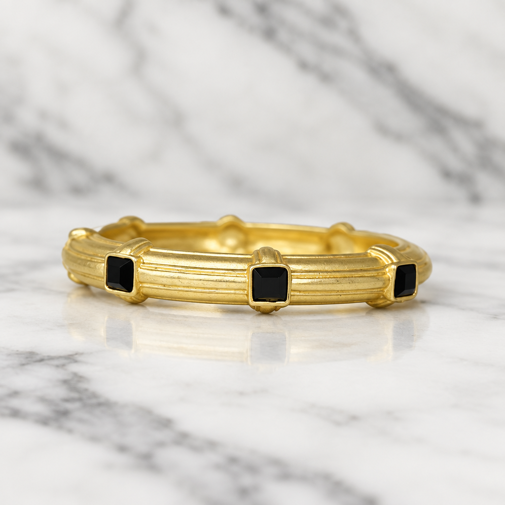 Hinge Bangle w/ Square Stones