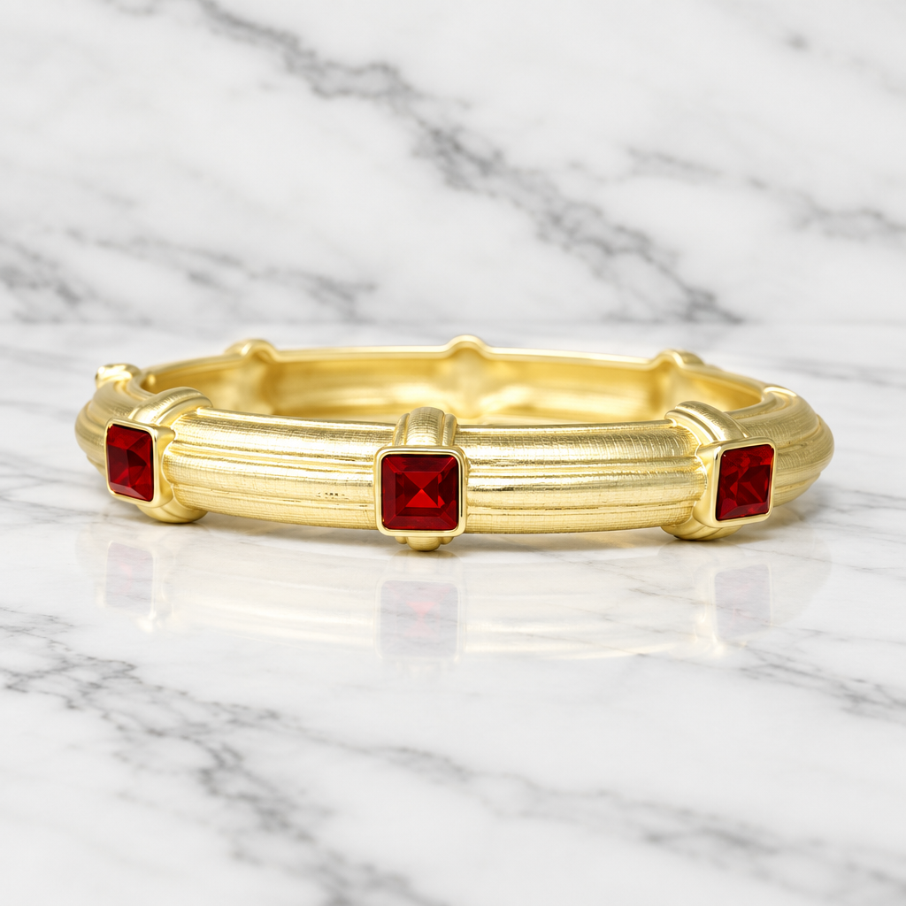 Hinge Bangle w/ Square Stones
