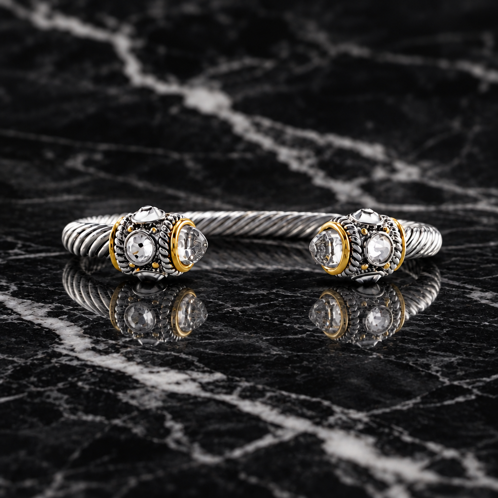 Open Cable Bracelet Ornate Tips