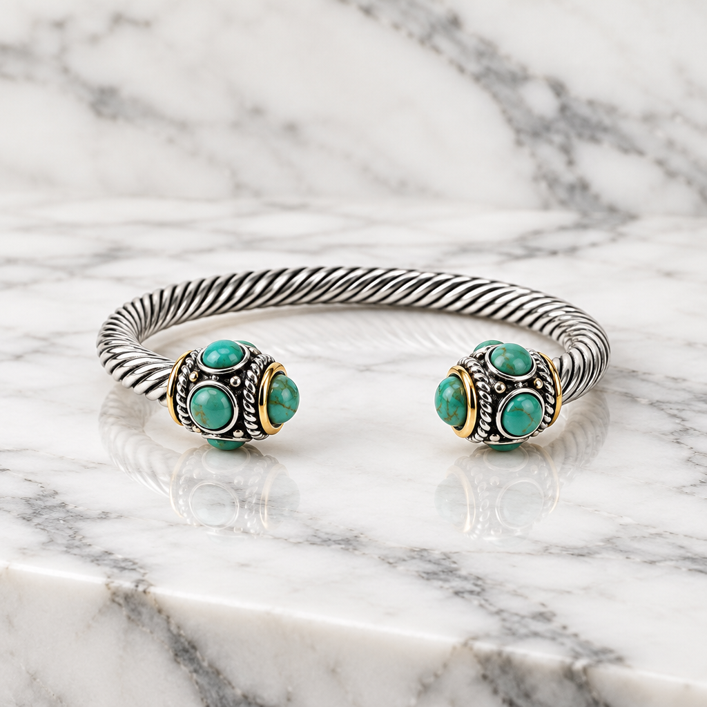 Open Cable Bracelet Ornate Tips