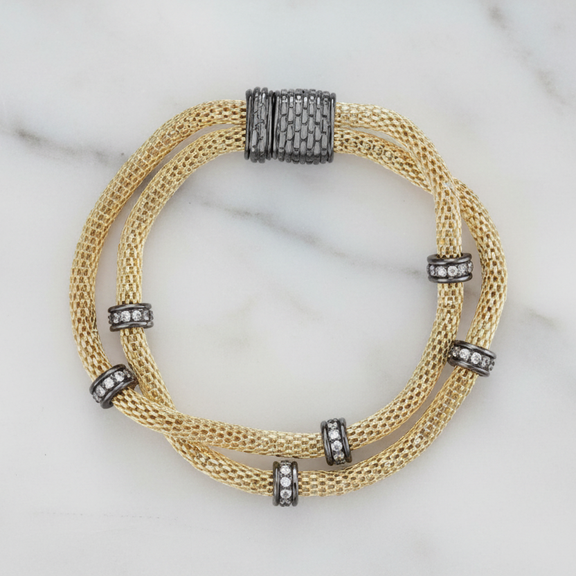 Mesh Bracelet w/ CZ Stations
