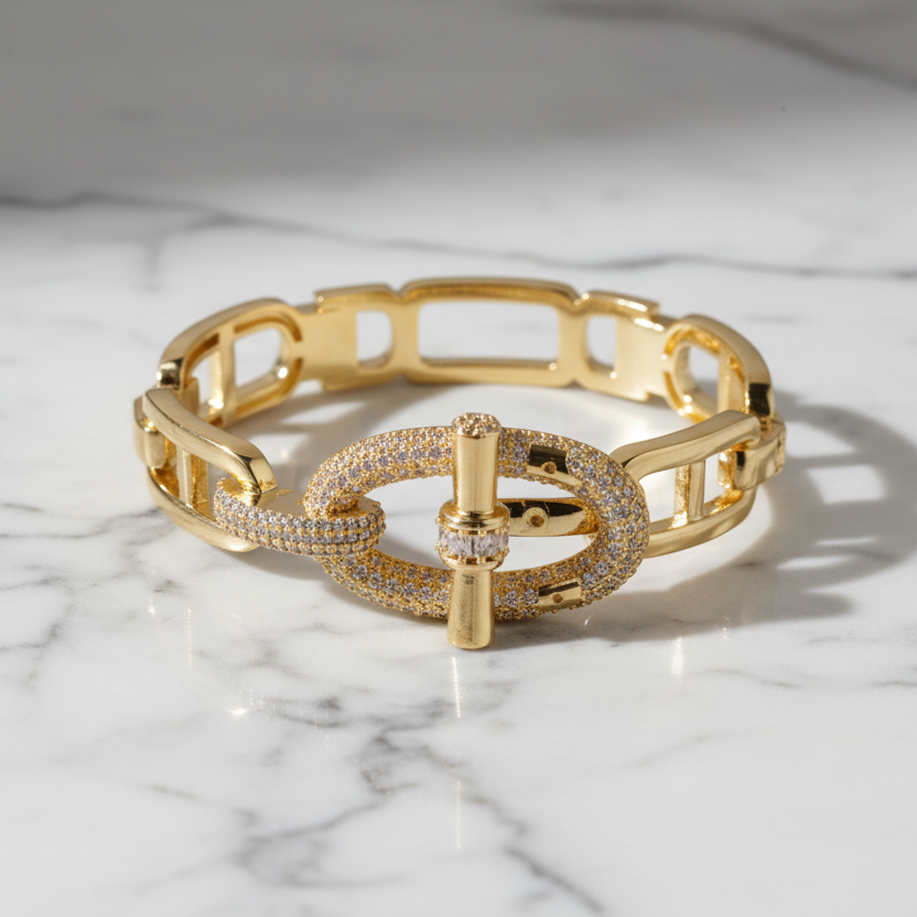 CZ Fancy Anchor Bangle