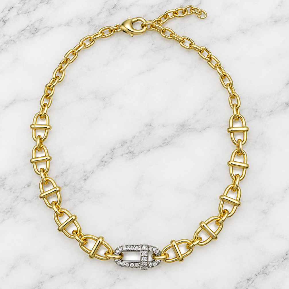 Pave Link Pig Nose Necklace