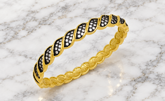 Matte Gold Hematite CZ Swirl Bracelet