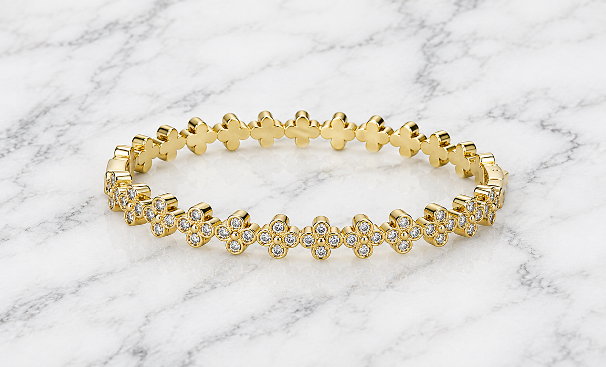 4-CZ Clover Bangle