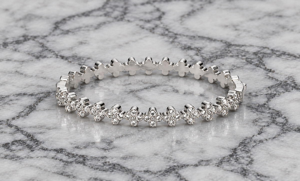 4-CZ Clover Bangle