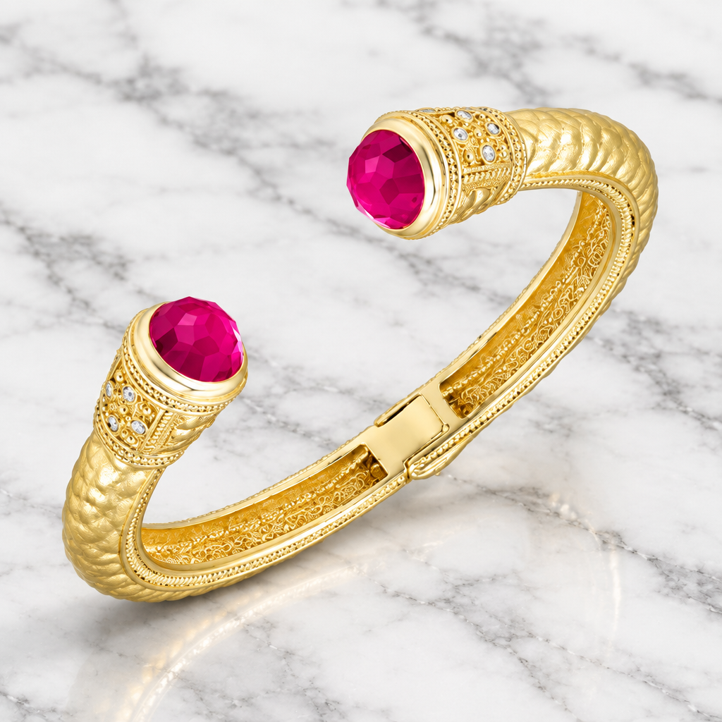 Open Bangle w/ CZ Dot Detail