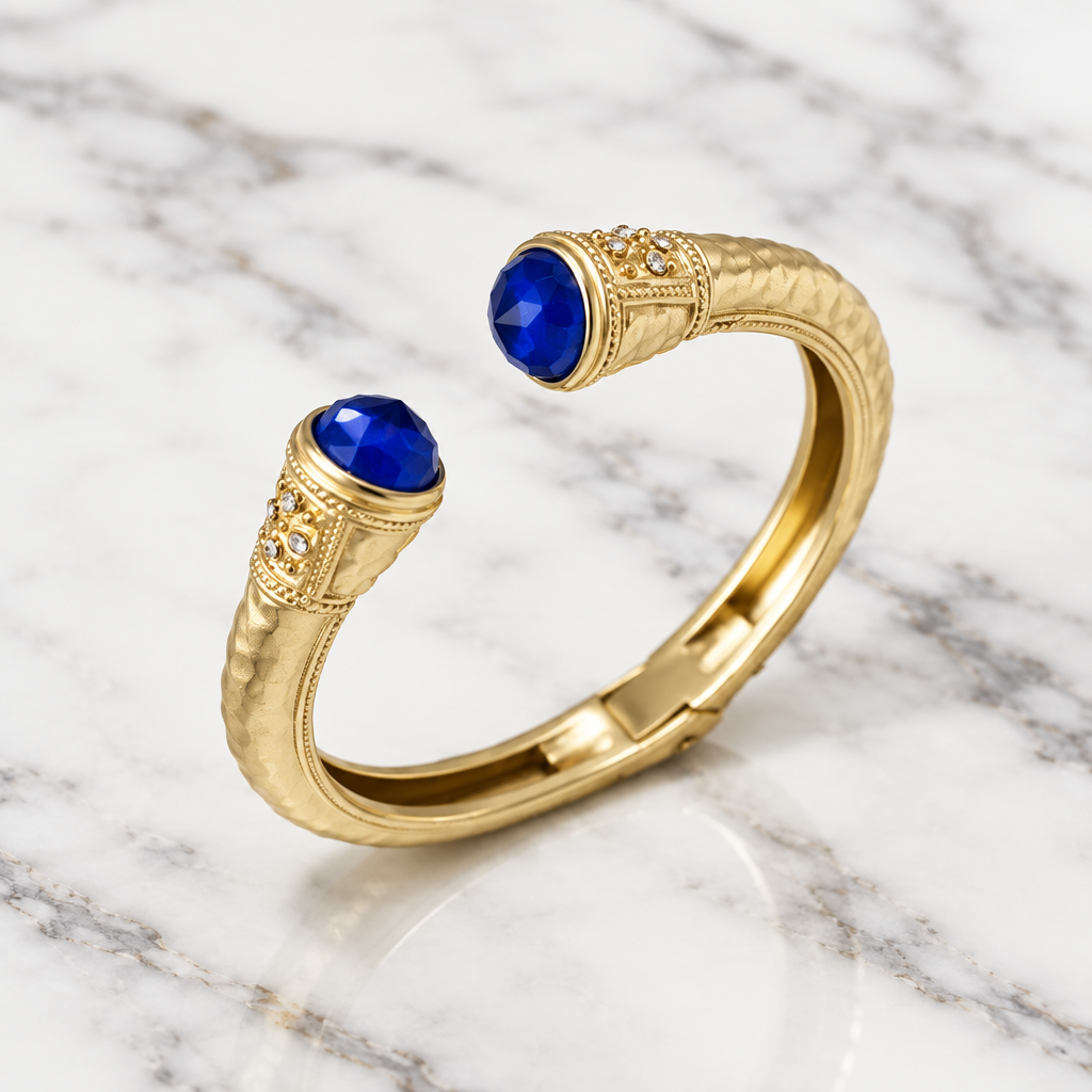 Open Bangle w/ CZ Dot Detail
