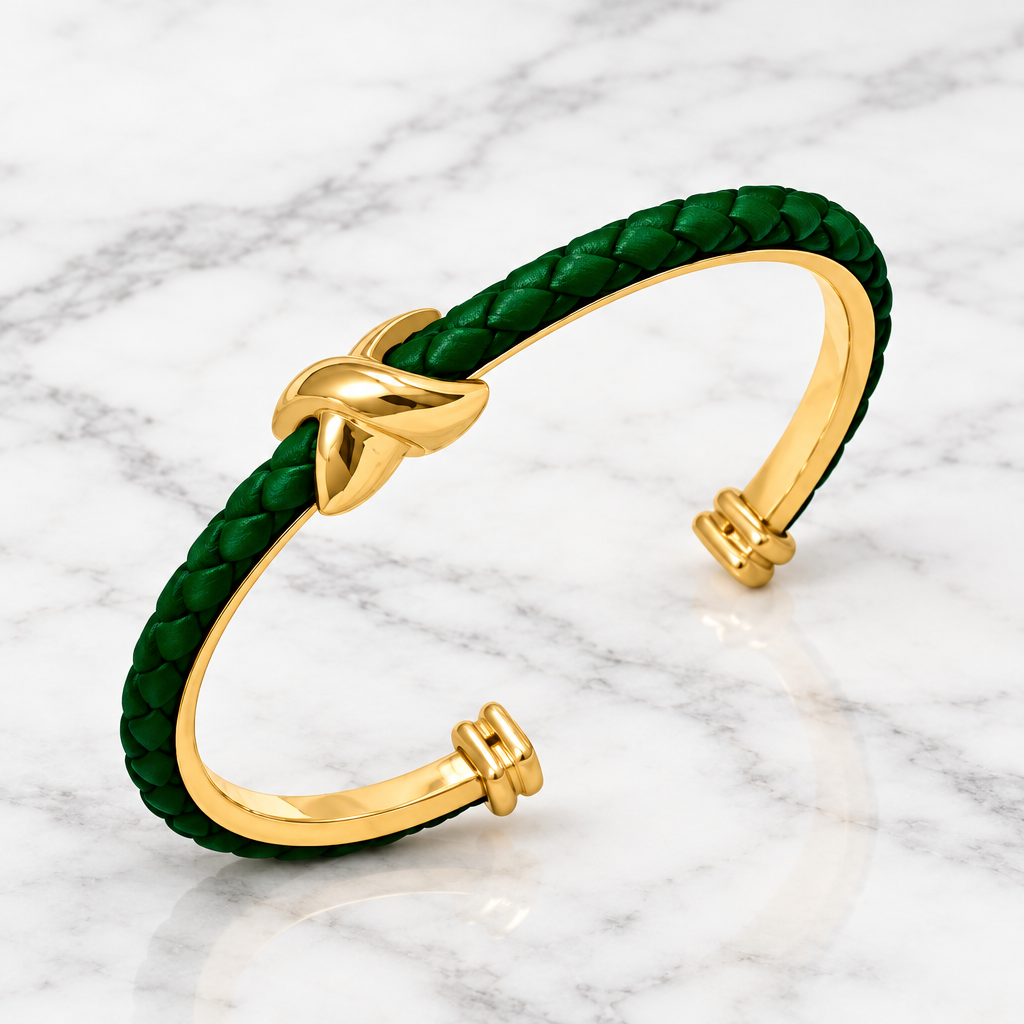 Bobk leather braided X bangle bracelet with intricate braided design and metallic accents, stylish accessory for wrist.
