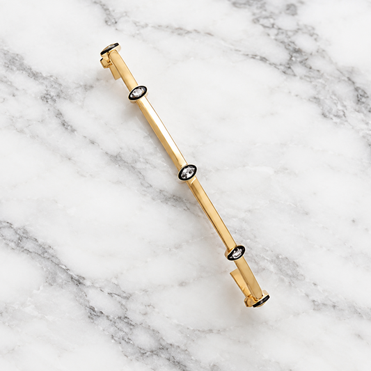 Gold Hematite CZ Marquis Bangle