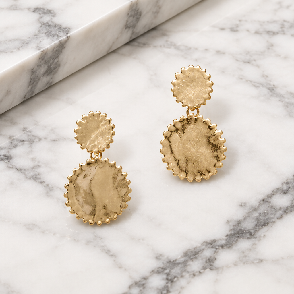 Duo Hammered Disc Earring