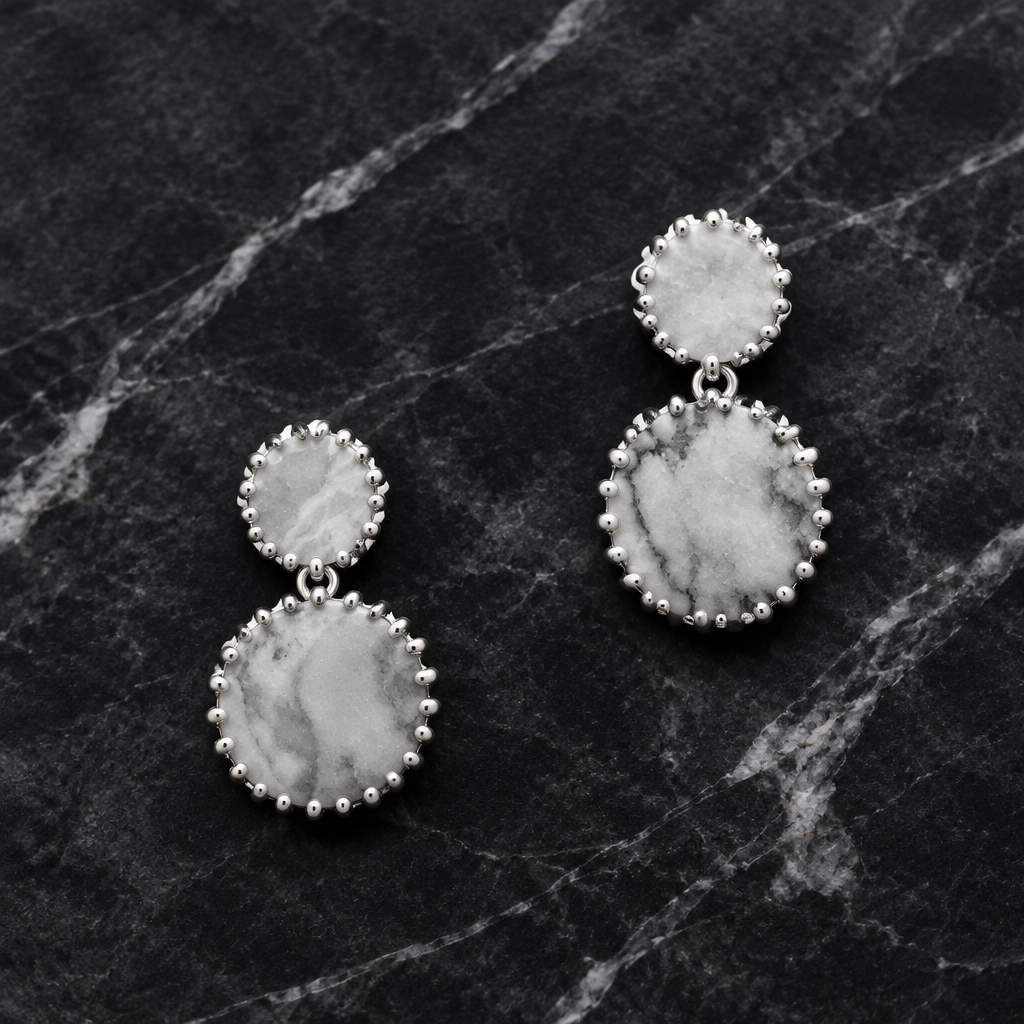Duo Hammered Disc Earring