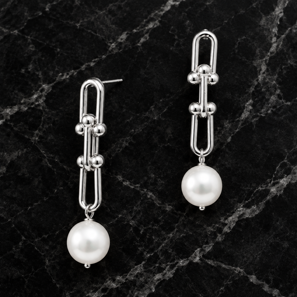 Link Dangle Earring w/ Pearl