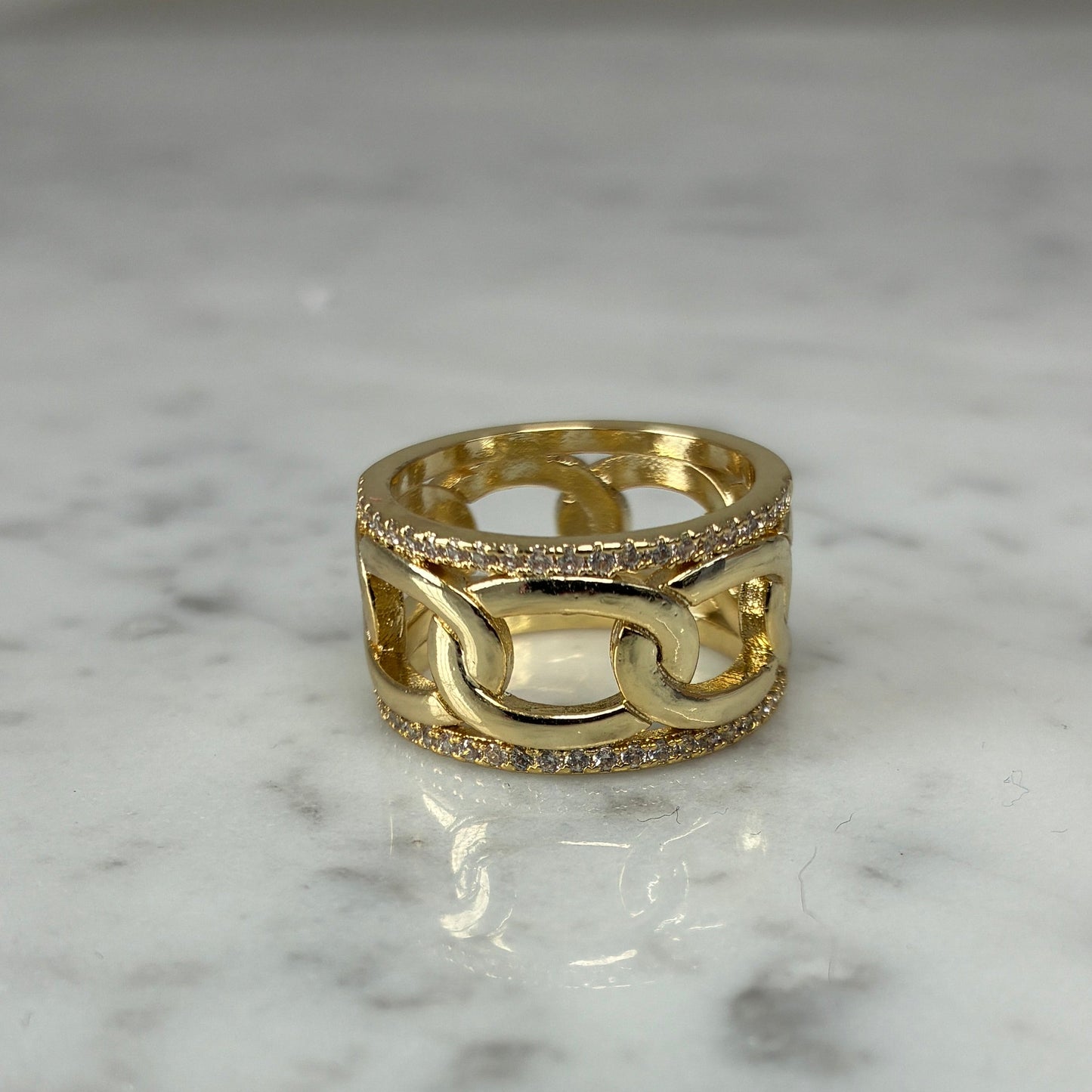 Wide Gold Link Ring