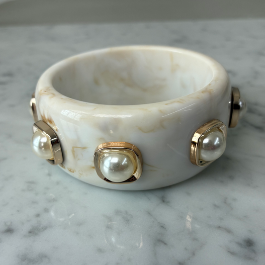 Acrylic Bangle w/ Pearls