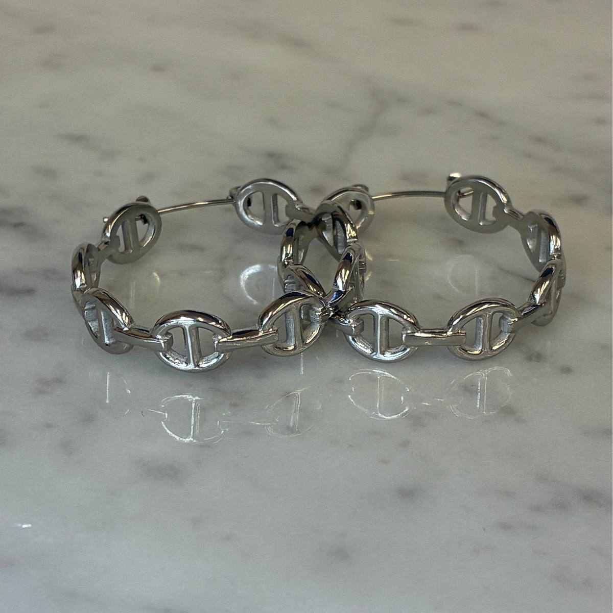 Theta Link Hoop Earrings