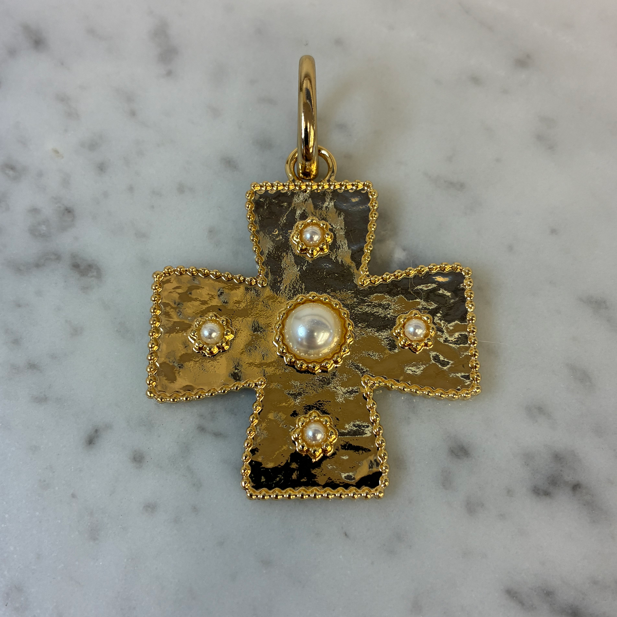 Metal Cross Pearl Pendant