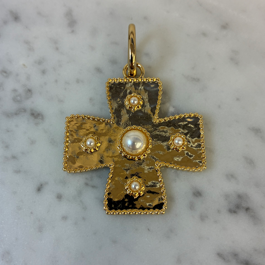 Metal Cross Pearl Pendant