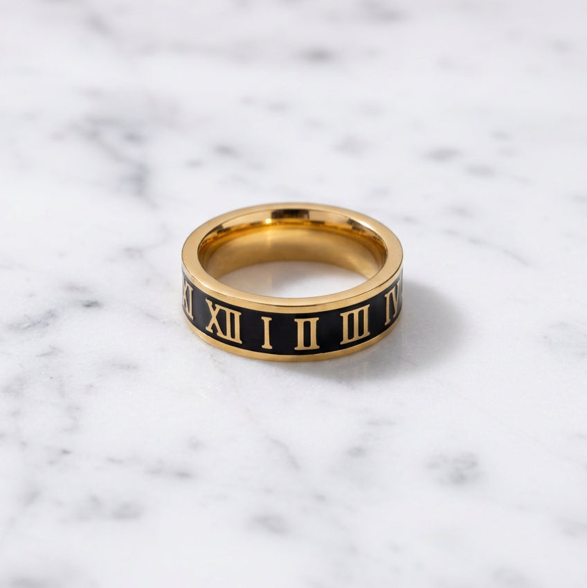 Roman Numeral Gold Ring
