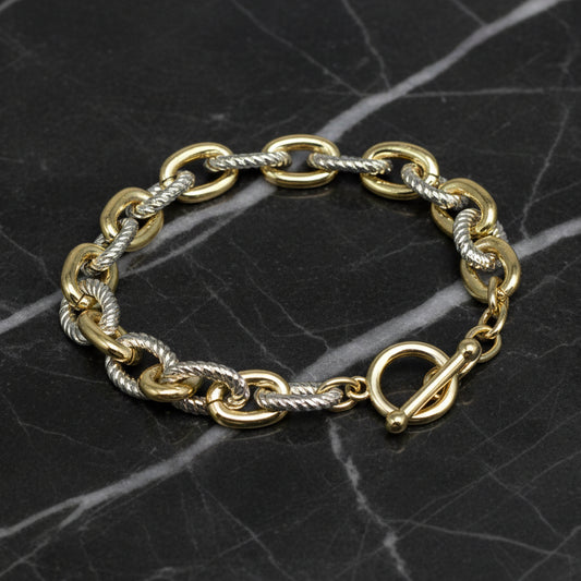 Two Tone Small Link Cable Bracelet