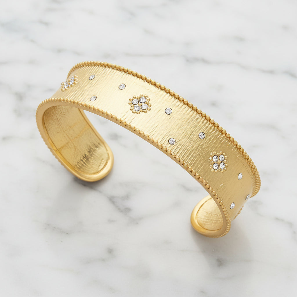 Brushed Narrow Cuff w/ Pave