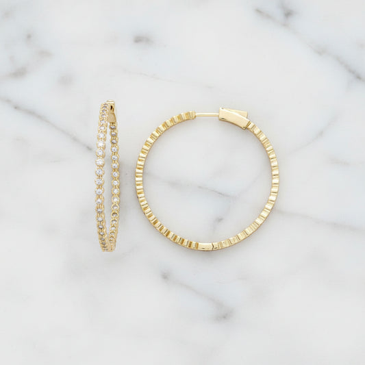 1.5" Flower CZ Hoop Earring