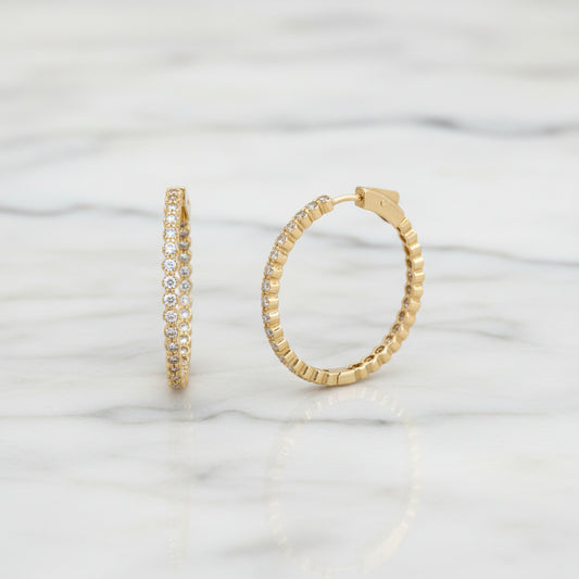 1.25" Flower CZ Hoop Earring