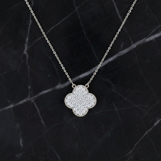 Pave Clover Necklace - 16+2"