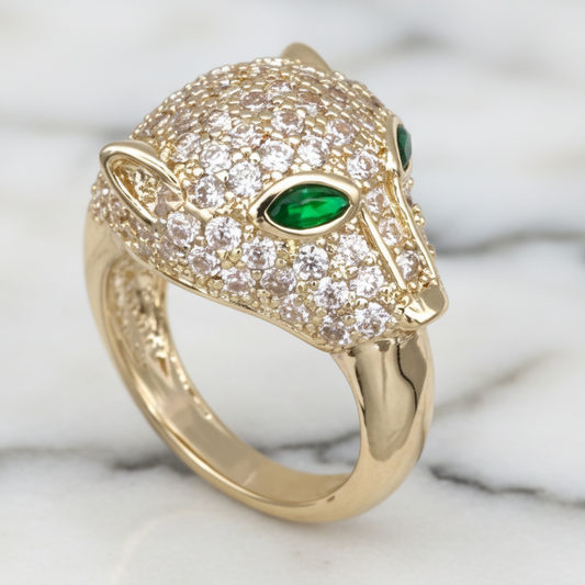 Gold Pave Panther Ring